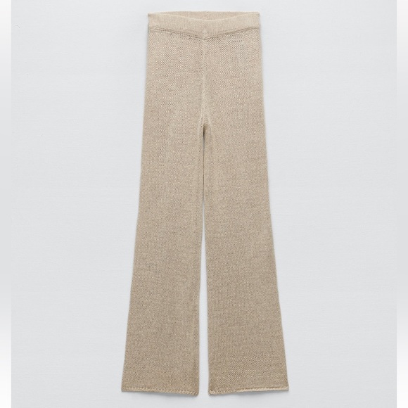 NWT ZARA STRAIGHT LEG LINEN BLEND KNIT PANTS M - Picture 1 of 6